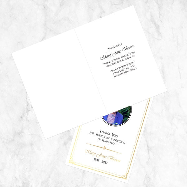 Foil Funeral Thank You Cards - Gold Elegant Frame
