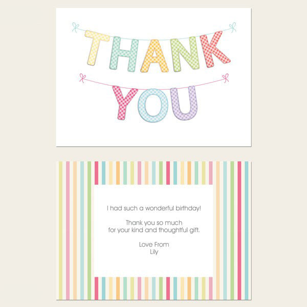 Thank You Cards - Gingham Thank You Bunting - Pack of 10