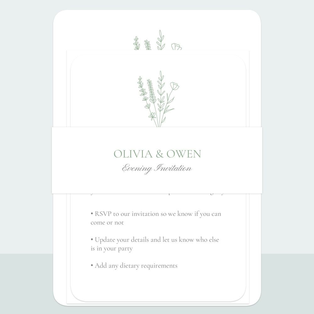 Wildflower Monogram - Evening Invitation & Information Card Suite