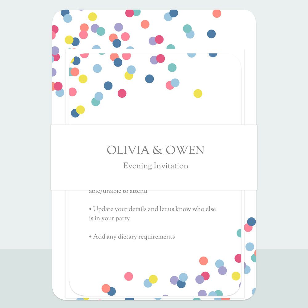 Colourful Confetti - Evening Invitation & Information Card Suite