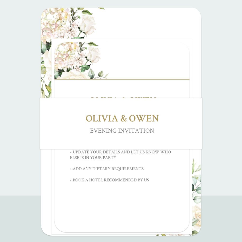 White Roses - Evening Invitation & Information Card Suite