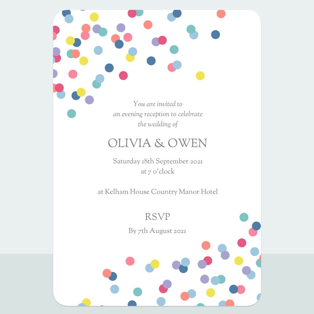 Colourful Confetti - Evening Invitation & Information Card Suite - Fast ...