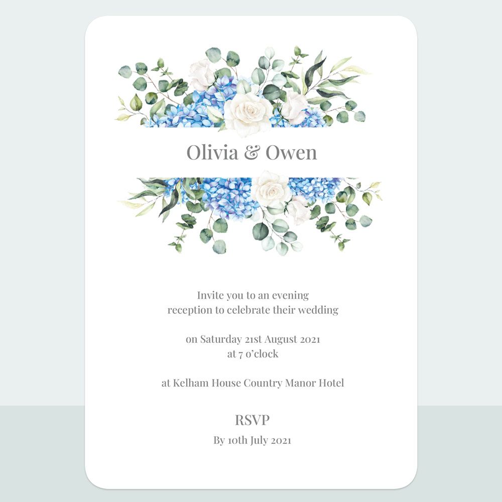 Hydrangea Bouquet - Evening Invitation & Information Card Suite