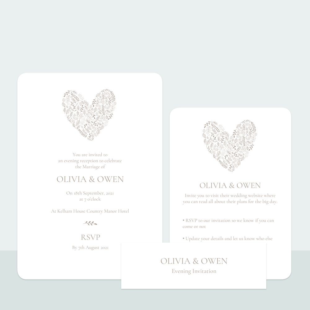 Leaf Heart - Evening Invitation & Information Card Suite