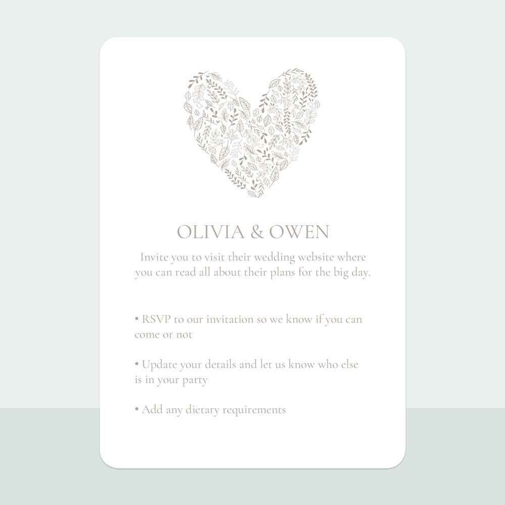 Leaf Heart - Evening Invitation & Information Card Suite