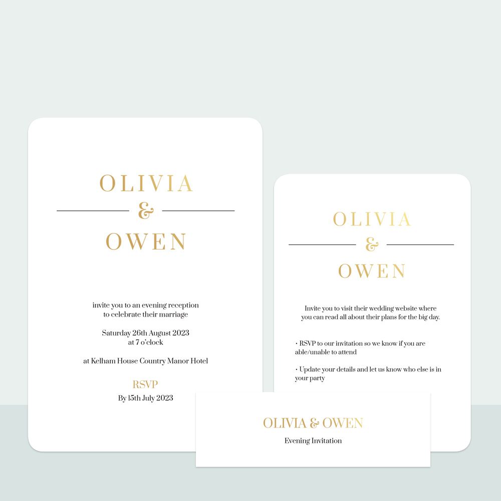 Classic Elegance Bespoke - Foil Evening Invitation & Information Card ...