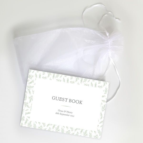 Dainty Leaf Border - Wedding Guest Book