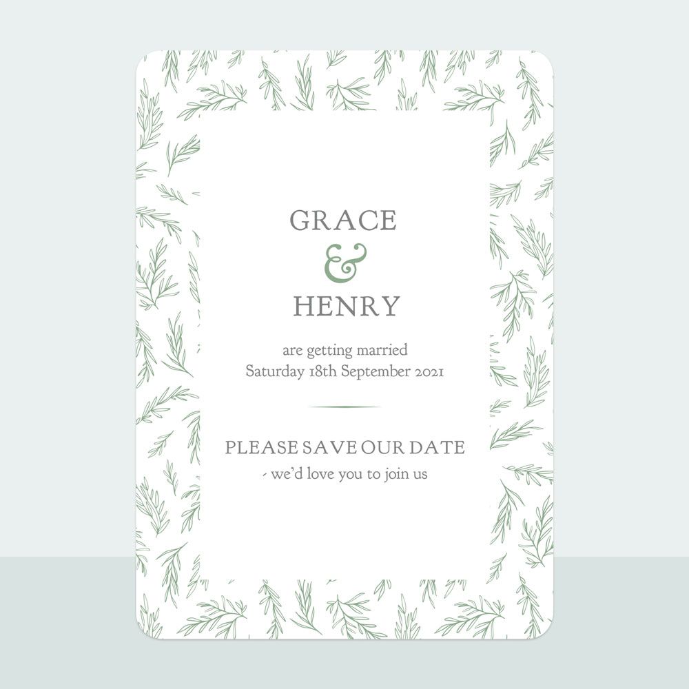 Dainty Leaf Border - Save the Date Cards