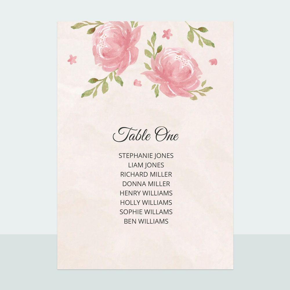 Painted Peonies - Table Plan Cards