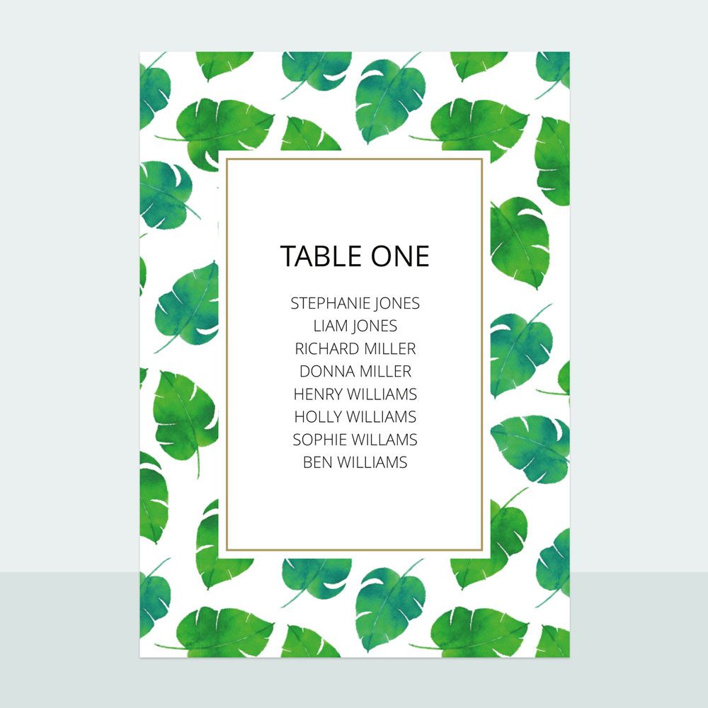 Tropical Palm - Table Plan Cards