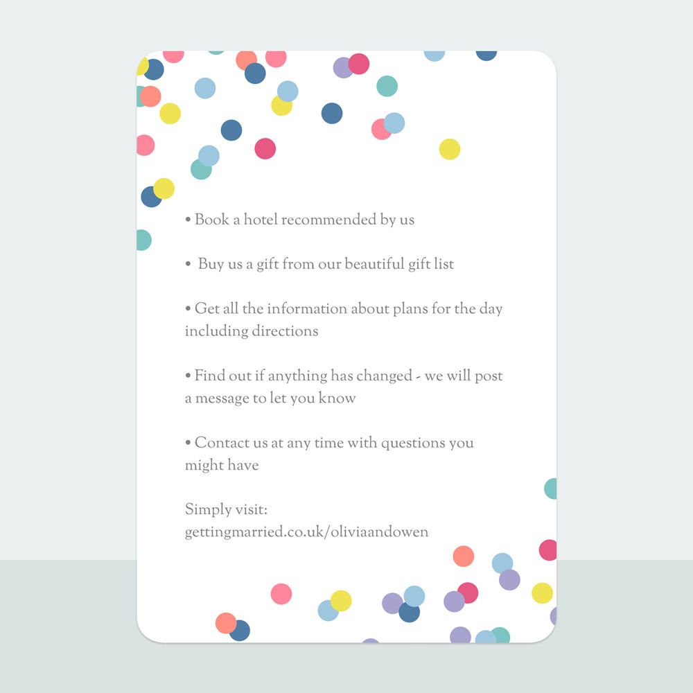 Colourful Confetti - Wedding Invitation & Information Card Suite