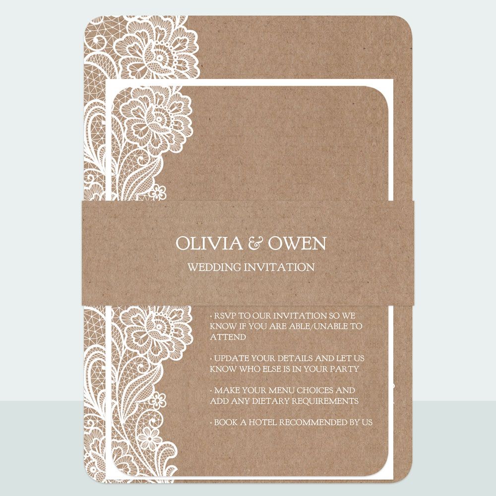 Traditional Rustic Lace - Wedding Invitation & Information Card Suite