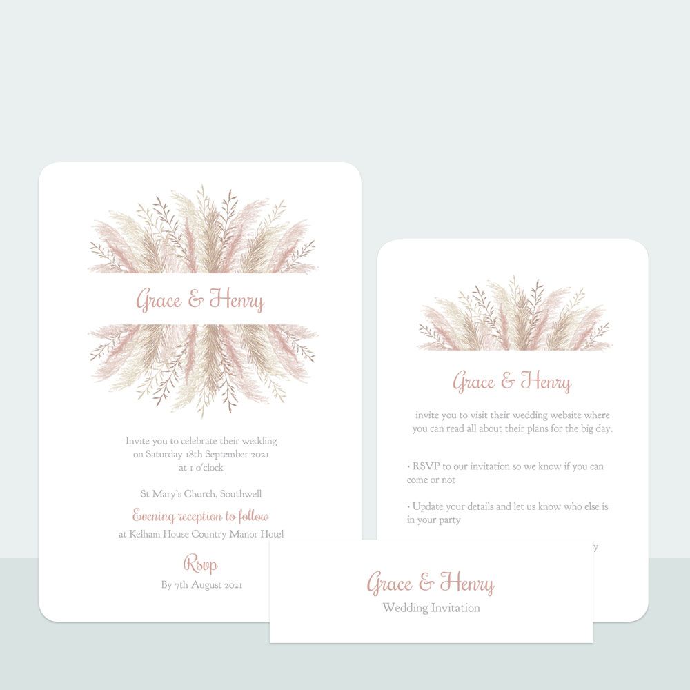 Pampas - Wedding Invitation & Information Card Suite