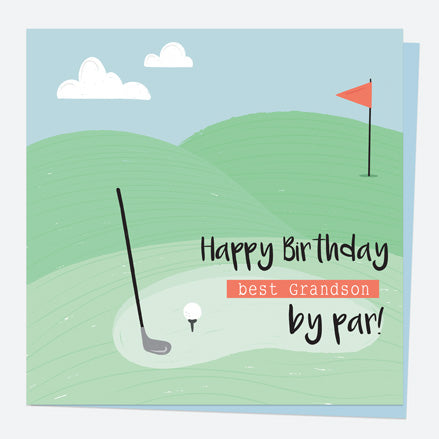 Grandson Birthday Card - Golf - Best Grandson by Par