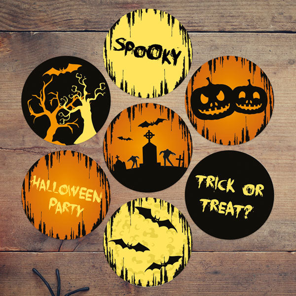 Graveyard Silhouette - Halloween Stickers - Pack of 70