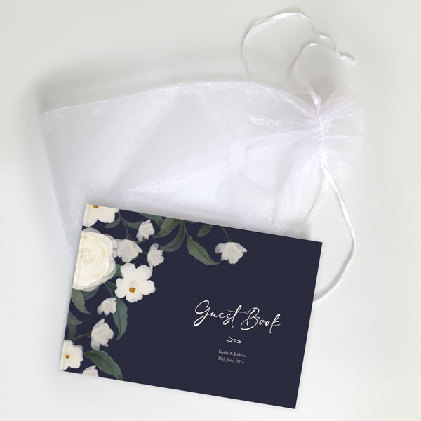 Navy Country Flowers - Wedding Guest Book