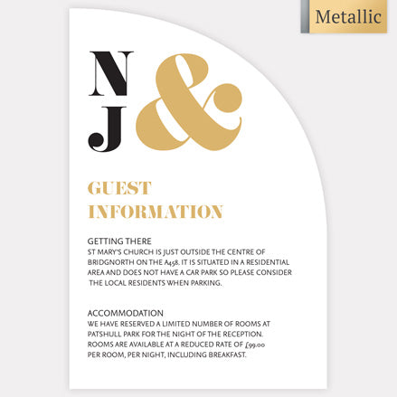 Metallic Ampersand - Metallic Guest Information Card