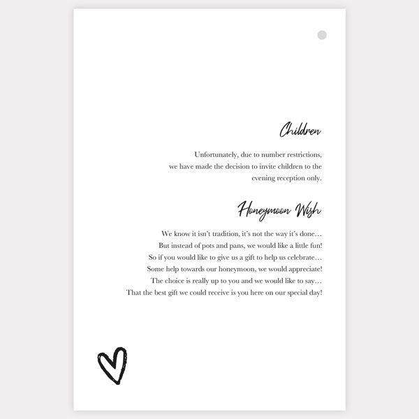 Calligraphy Heart Names Wedding Invitation with Split Pin