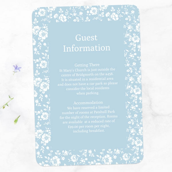 Dainty Flowers - Iridescent Guest Information Card