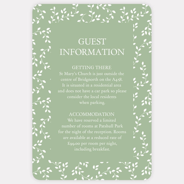Delicate Leaf Pattern - Iridescent Guest Information Card