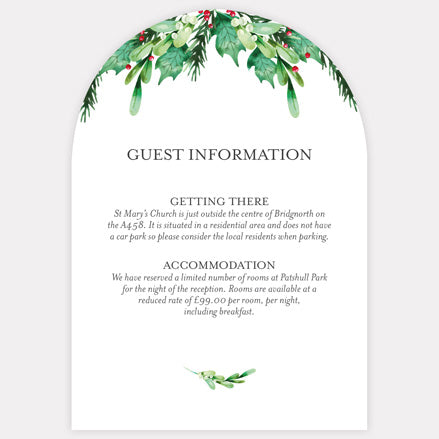 Festive Foliage - Iridescent Guest Information Card