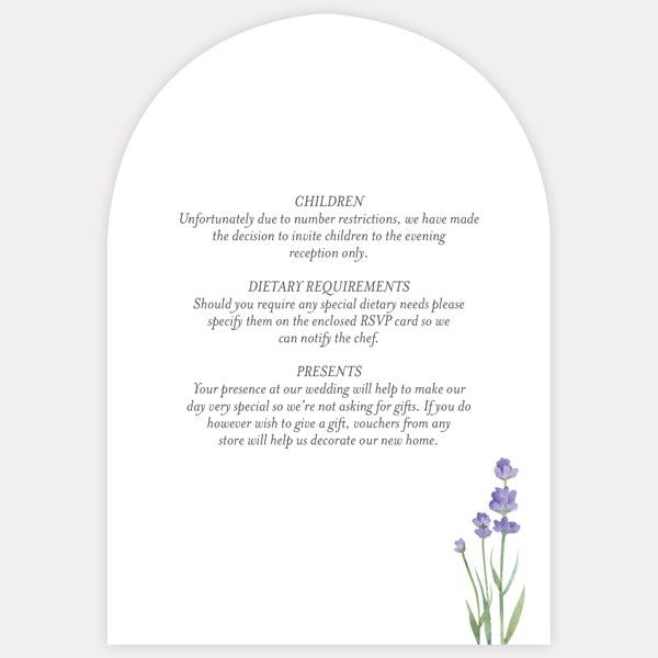 Lavender - Guest Information Card