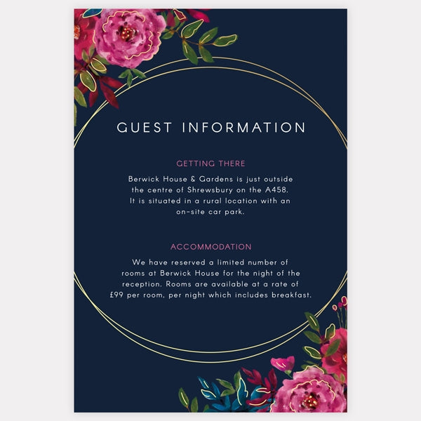 Opulent Glam - Foil Guest Information Card