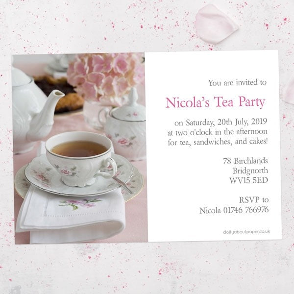 Tea Party Invitations - Hydrangea Afternoon Tea - Pack of 10