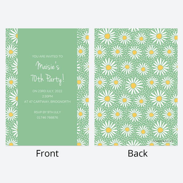 70th Birthday Invitations - Oopsy Daisies - Pack of 10