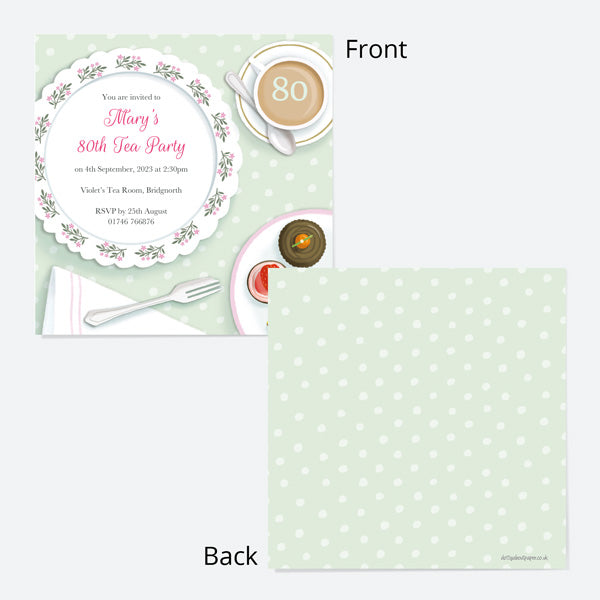Tea Party Invitations - Floral Tea Service - Pack of 10