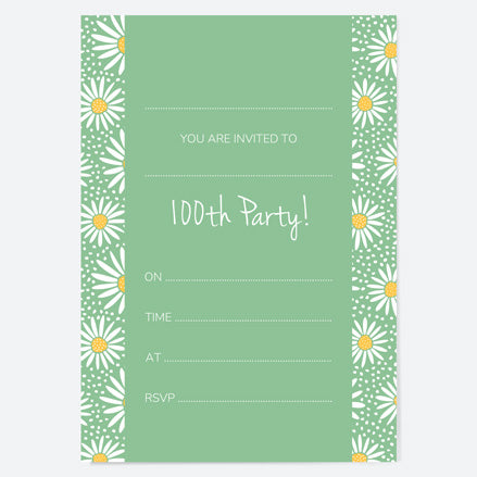 100th Birthday Invitations - Oopsy Daisies - Pack of 10