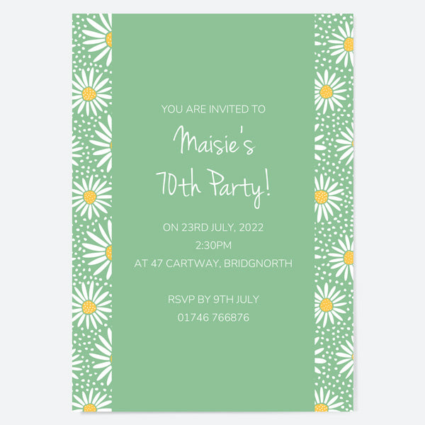 70th Birthday Invitations - Oopsy Daisies - Pack of 10