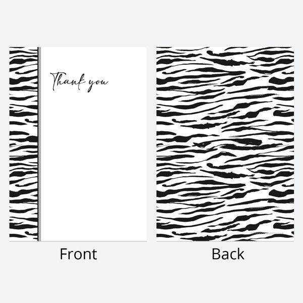 Ready To Write Thank You Cards - Zebra Print Border - Pack of 10