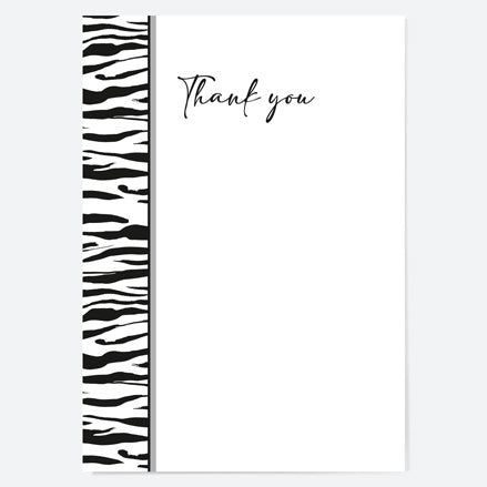 Ready To Write Thank You Cards - Zebra Print Border - Pack of 10
