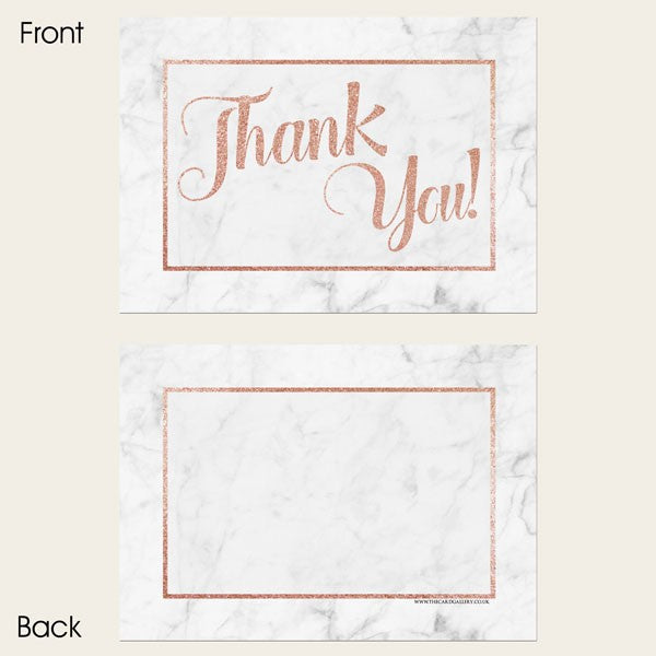 Thank You Cards - Marble, Rose Gold, We're Engaged!