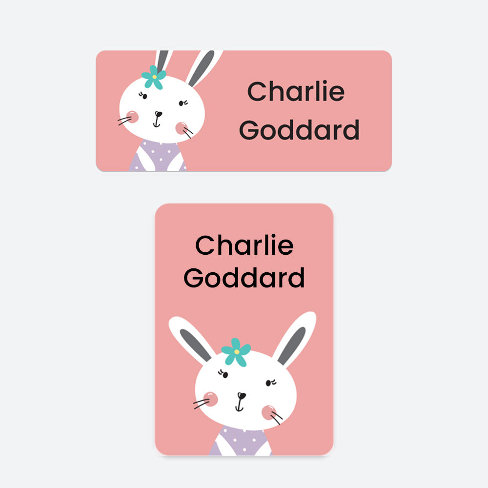 Name Labels Pack - Personalised Stick-On Waterproof Name Labels - Bunny - Pack of 86 (SFP)