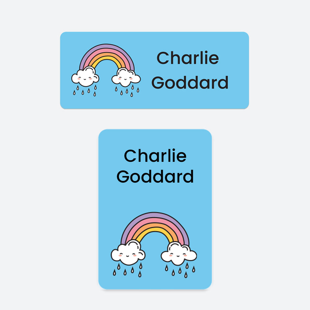 Name Labels Pack - Personalised Stick-On Waterproof Name Labels - Rainbow - Pack of 86 (SFP)