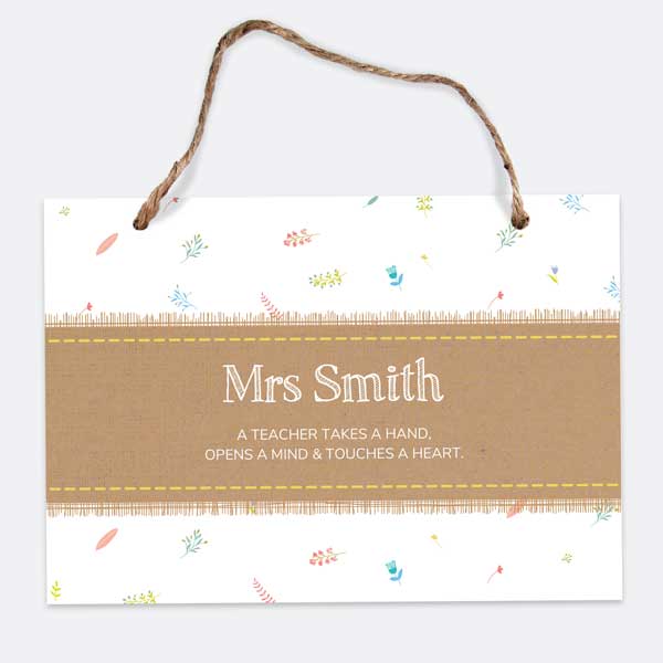 Kraft Scattered Flowers - A5 Personalised Teacher Sign