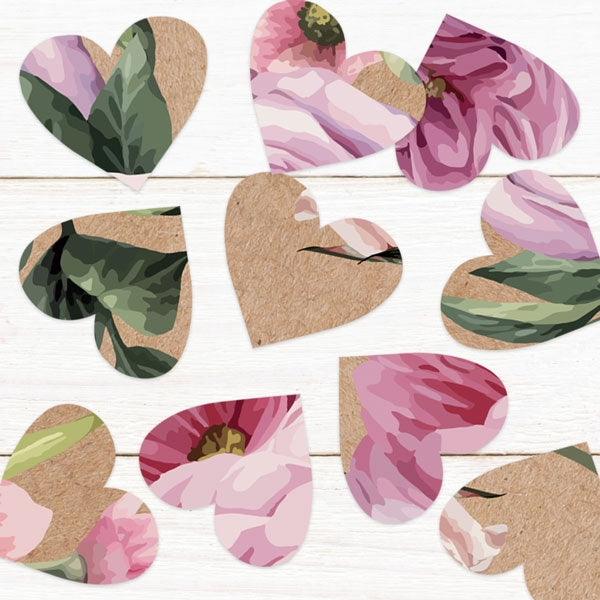 Kraft Vintage Flowers - Heart Table Confetti