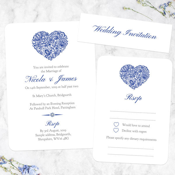 Lace Love Heart - Boutique Wedding Invitation & RSVP
