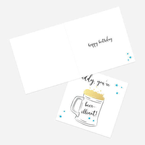 Luxury Foil Birthday Card - Glass of Beer - Daddy
