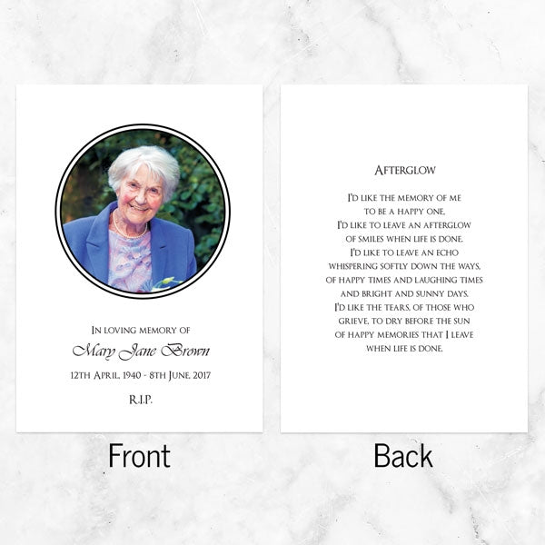Funeral Memorial Cards - Elegant Frame
