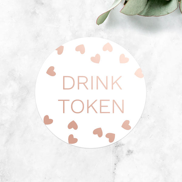 Metallic Hearts - Foil Drink Tokens - Pack of 30