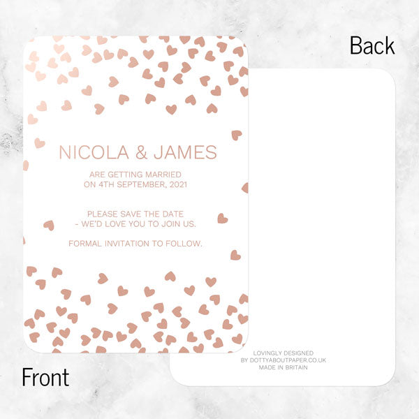 Metallic Hearts - Foil Save the Date Cards
