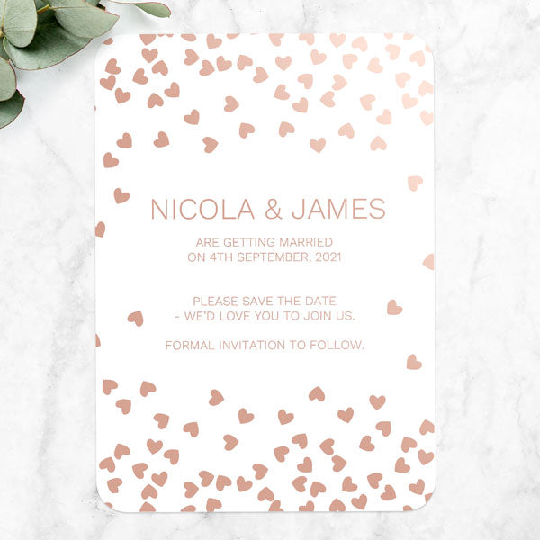 Metallic Hearts - Foil Save the Date Cards