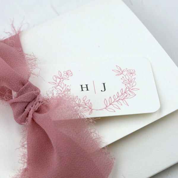 Monogram Floral Crest - Luxe Tri Fold Evening Invitation & RSVP