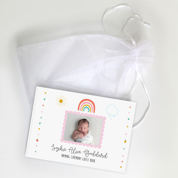 Chasing Rainbows - Naming Ceremony Guest Book - Use Your Own Photo