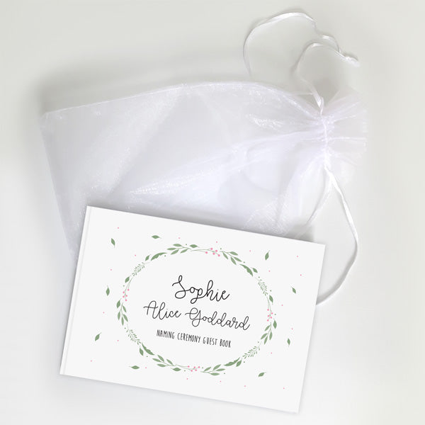 Girls Foliage Wreath - Naming Ceremony Guest Book