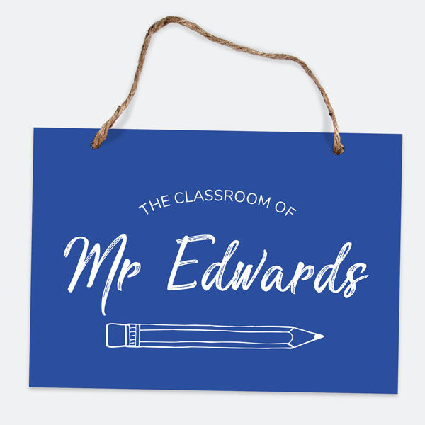 Neat Pencil - Blue - A5 Personalised Teacher Sign