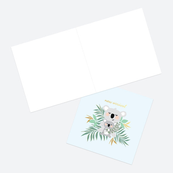Luxury Foil New Baby Card - Animal World - Koala - New Arrival